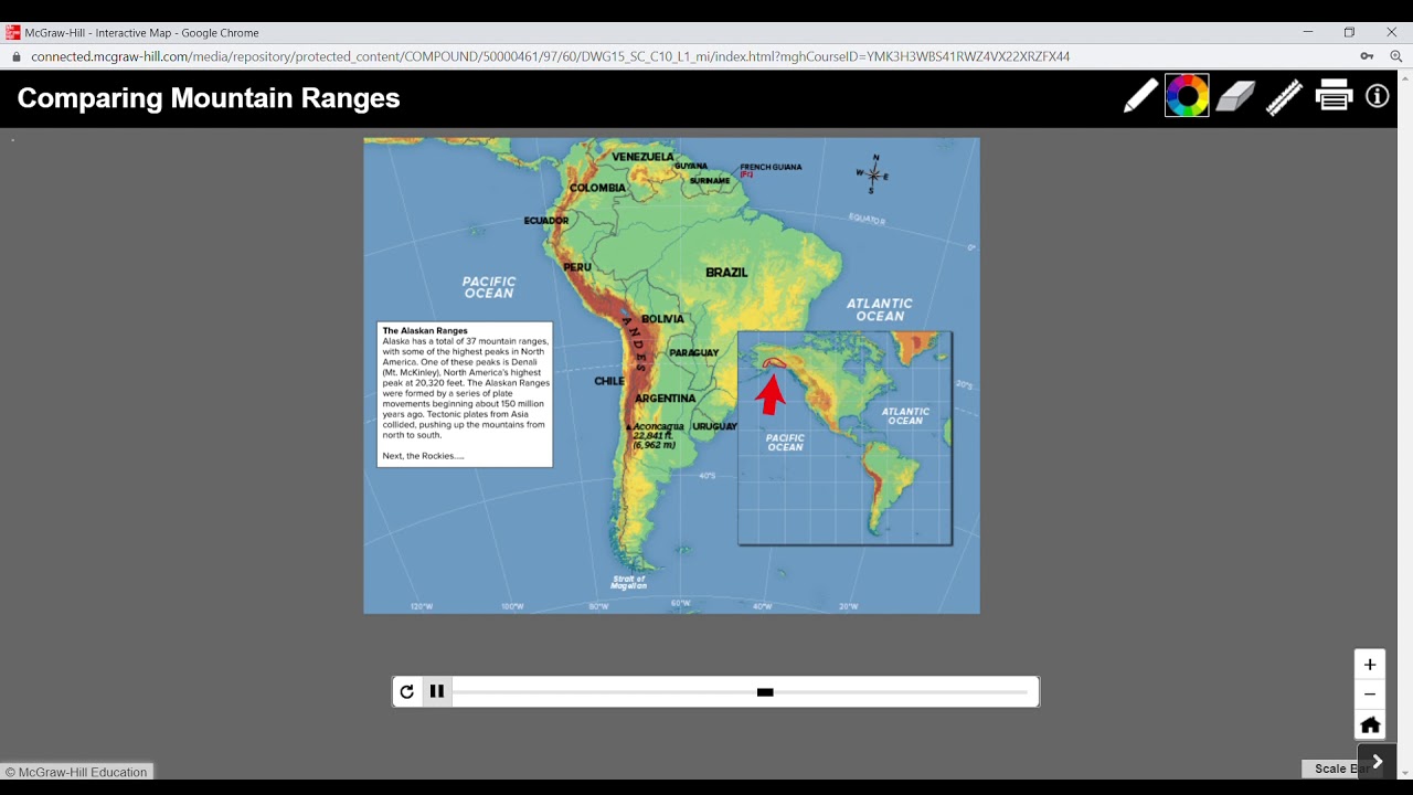 where is andes mountains on the map